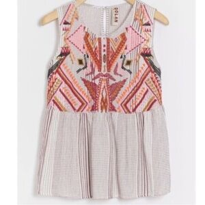 Dolan for Anthropologie NWOT Velia embroidered babydoll tank top